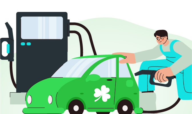 דלקן לעצמאי - רכב ירוק ממותג חתימה ירוקה